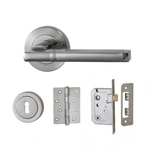 Picture of Basta Victoria Privacy Lockset With Hinge Satin Nickel