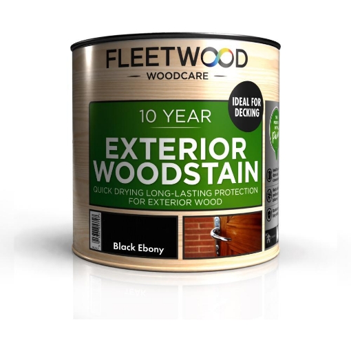 Picture of Fleetwood 1L 10 Year Exterior Woodstain Water Based Black Ebony