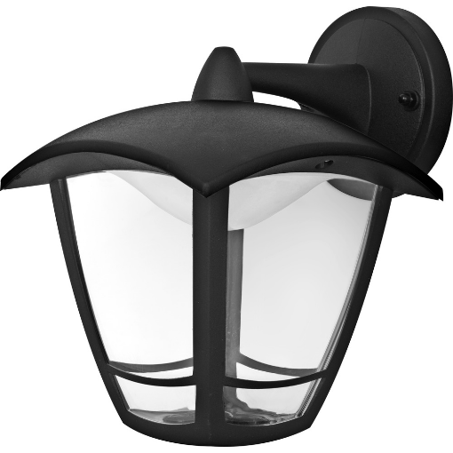 Picture of Luceco Exterior LED Coach Lantern 4 Panel Top Arm Black 640Lm 8W 4000K Ip44 Black
