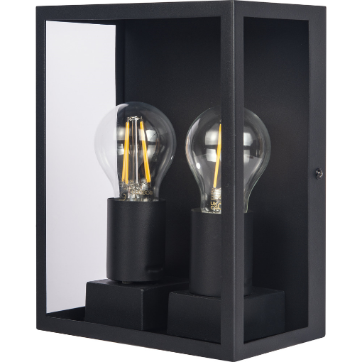 Picture of Luceco Exterior Decorative Wall Glass Lanten Twin - Ip44 - E27 Lamp Included - Black