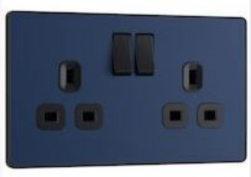 Picture of BG Evolve Switched 13A 2 Gang Socket Matt Blue