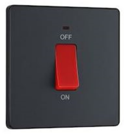 Picture of BG Evolve Square CCU 45A 2 Pole Large Plate LED Switch Matt Grey