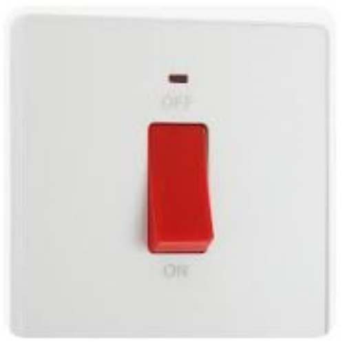 Picture of BG Evolve Square 45A 2 Pole Large Plate LED Switch Pearlescent White