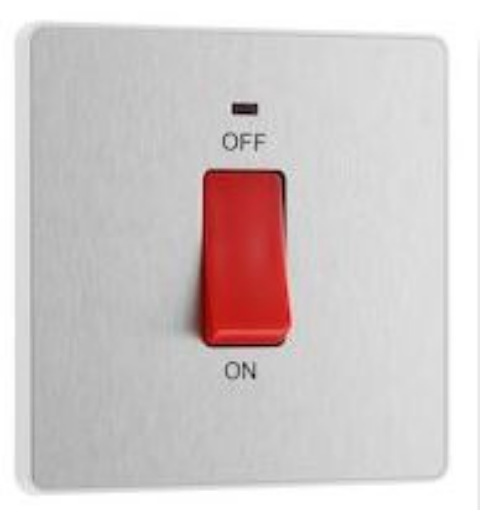Picture of BG Evolve Square 45A 2 Pole Large Plate LED Switch Brushed Steel