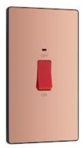 Picture of BG Evolve Rectangular CCU 45A 2 Pole Large Plate LED Switch Polished Copper