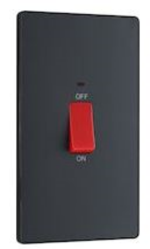 Picture of BG Evolve Rectangular CCU 45A 2 Pole Large Plate LED Switch Matt Grey