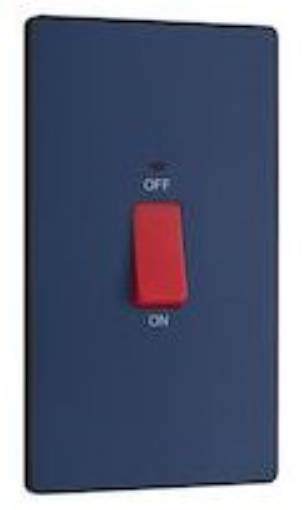 Picture of BG Evolve Rectangular CCU 45A 2 Pole Large Plate LED Switch Matt Blue