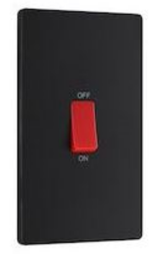 Picture of BG Evolve Rectangular CCU 45A 2 Pole Large Plate LED Switch Matt Black