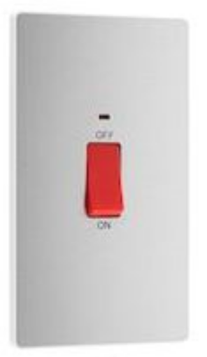 Picture of BG Evolve Rectangular 45A 2 Pole Large Plate LED Switch Brushed Steel