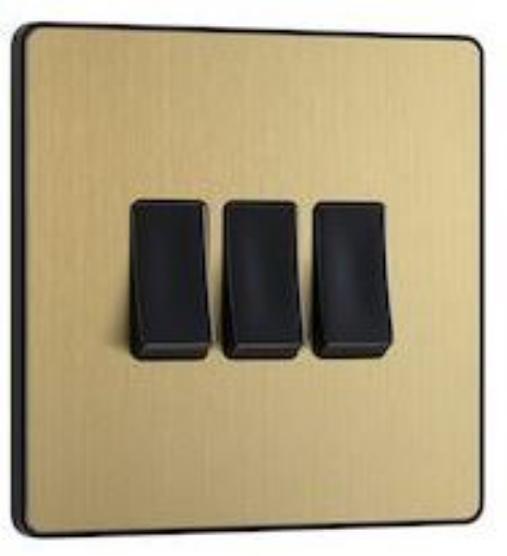 Picture of BG Evolve 20A 16AX 3G 2 Way Light Switch Satin Brass