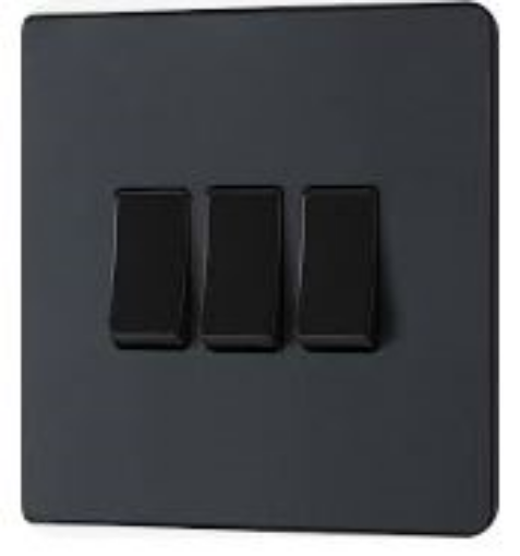 Picture of BG Evolve 20A 16AX 3G 2 Way Light Switch Matt Grey