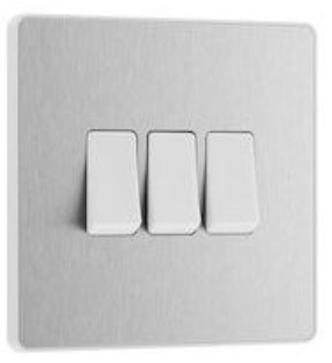 Picture of BG Evolve 20A 16AX 3G 2 Way Light Switch Brushed Steel