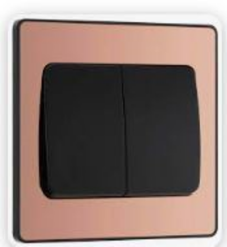 Picture of BG Evolve 20A 16AX 2 Gang 2 Way Light Switch Wide Rocker Polished Copper