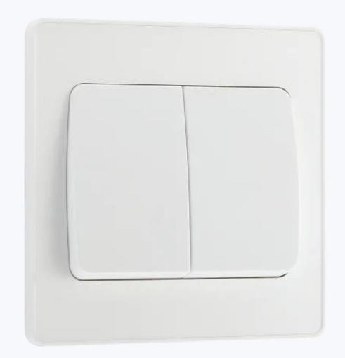 Picture of BG Evolve 20A 16AX 2 Gang 2 Way Light Switch Wide Rocker Pearlescent White