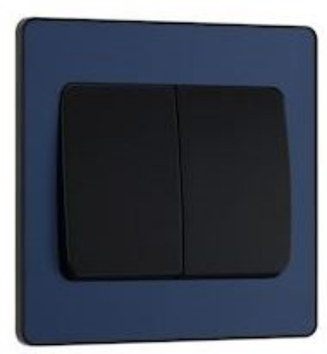 Picture of BG Evolve 20A 16AX 2 Gang 2 Way Light Switch Wide Rocker Matt Blue