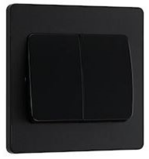 Picture of BG Evolve 20A 16AX 2 Gang 2 Way Light Switch Wide Rocker Matt Black