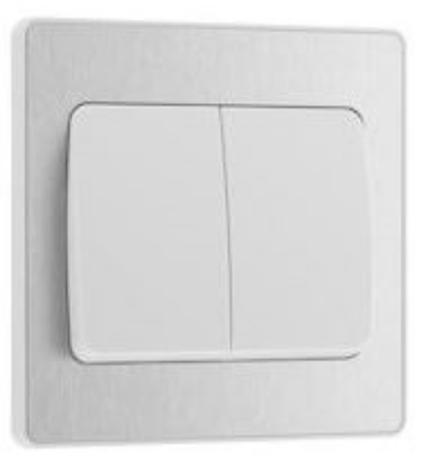 Picture of BG Evolve 20A 16AX 2 Gang 2 Way Light Switch Wide Rocker Brushed Steel