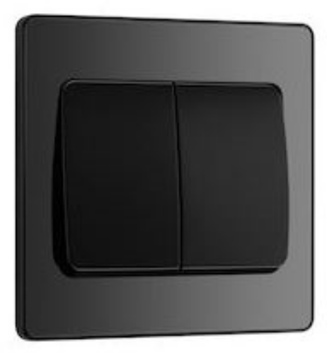 Picture of BG Evolve 20A 16AX 2 Gang 2 Way Light Switch Wide Rocker Black Chrome