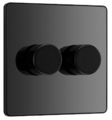 Picture of BG Evolve 2 Gang 2 Way Push Dimmer 200W Trailing Edge Black Chrome