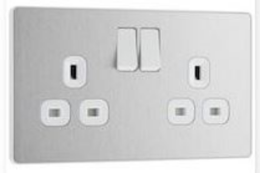 Picture of BG Evolve 13A 2 Gang Switched Socket SP Brushed Steel