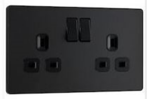 Picture of BG Evolve 13A 2 Gang Switched Socket Matt Black