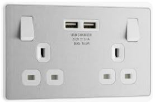 Picture of BG Evolve 13A 2 Gang Switched Socket & USB Brushed Steel