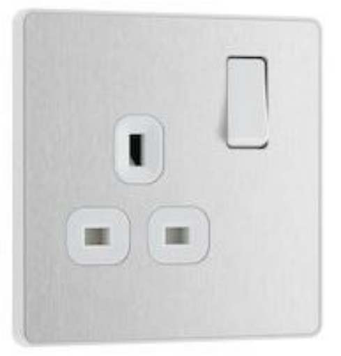 Picture of BG Evolve 13A 1 Gang Switched Socket Brushed Steel