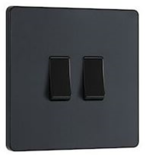 Picture of BG Evolve 20A 16AX 2 Gang 2 Way Light Switch Matt Grey