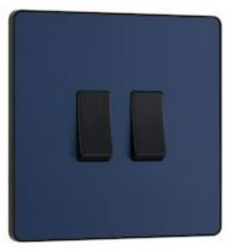Picture of BG Evolve 20A 16AX 2 Gang 2 Way Light Switch Matt Blue