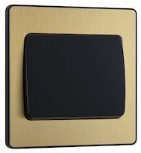 Picture of BG Evolve 20A 16AX 1 Gang 2 Way Light Switch Wide Rocker Satin Brass