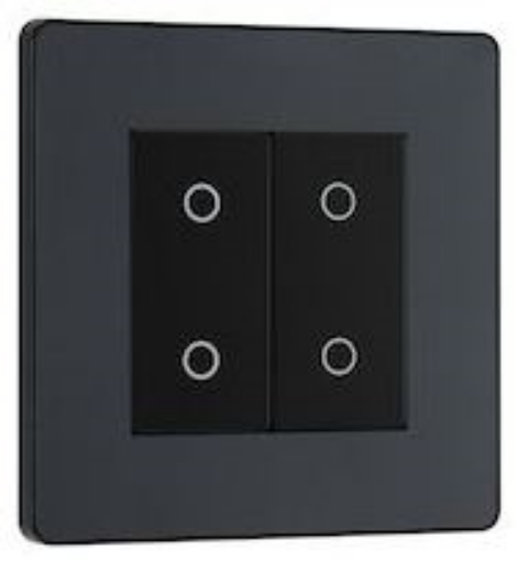 Picture of BG Evolve 2 Gang Single Touch Dimmer Switch SEC 2 Way Matt Grey
