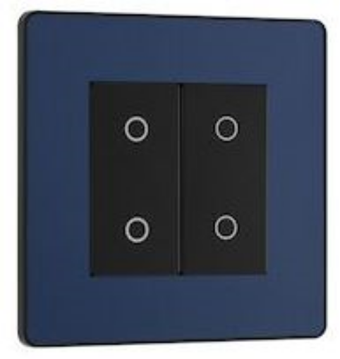 Picture of BG Evolve 2 Gang Single Touch Dimmer Switch SEC 2 Way Matt Blue