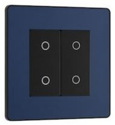 Picture of BG Evolve 2 Gang Single Touch Dimmer Switch MST 2 Way Matt Blue