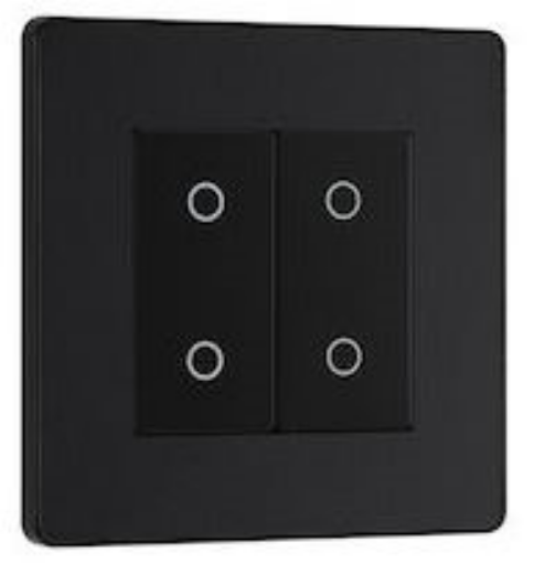 Picture of BG Evolve 2 Gang Single Touch Dimmer Switch MST 2 Way Matt Black