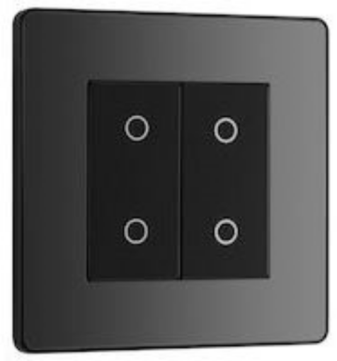 Picture of BG Evolve 2 Gang Single Touch Dimmer Switch Dimmer MST 2 Way Black Chrome