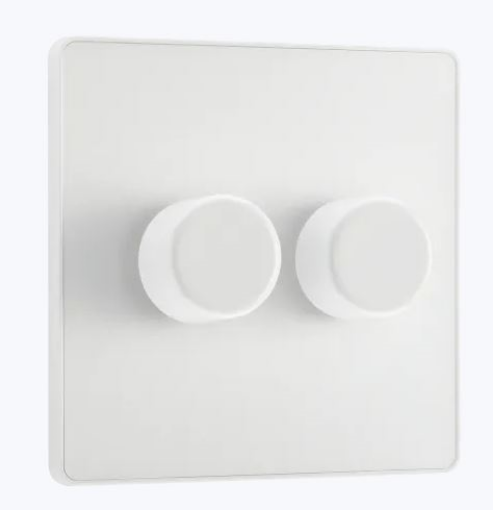 Picture of BG Evolve 2 Gang 2 Way Push Dimmer 200W Trailing Edge Pearlescent White