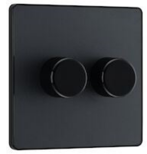 Picture of BG Evolve 2 Gang 2 Way Push Dimmer 200W Trailing Edge Matt Grey