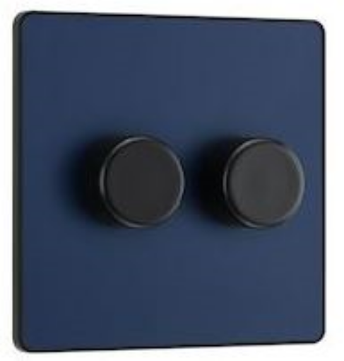 Picture of BG Evolve 2 Gang 2 Way Push Dimmer 200W Trailing Edge Matt Blue