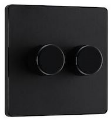 Picture of BG Evolve 2 Gang 2 Way Push Dimmer 200W Trailing Edge Matt Black