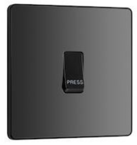 Picture of BG Evolve 1 Gang Press Switch - 10A Black Chrome